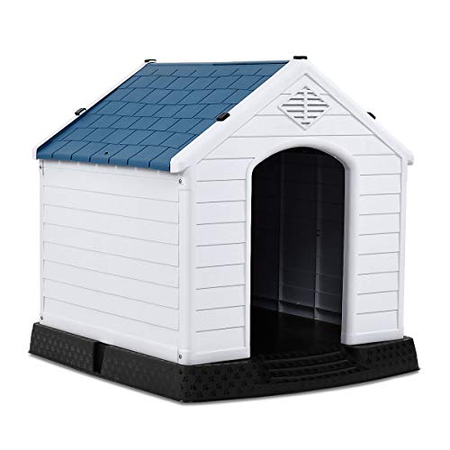 COSTWAY Casa para Perros de Plástico para Jardín Interior y Exterior Caseta para Perro con Suelo Elevado (M) COSTWAY Casa para Perros de Plástico para Jardín Interior y Exterior Caseta para Perro con Suelo Elevado (M)
