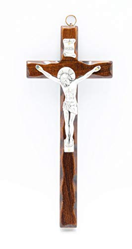 Crucifijo Ortodoxo de madera de pared – Cristo chapado en plata 999 – Producto en Umbria Italia – 21 x 9 cm