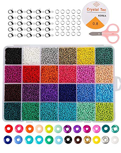 Cuentas de Colores 2mm Mini Cuentas y Abalorios Cristal para DIY Pulseras Collares Bisutería (24 Colores)