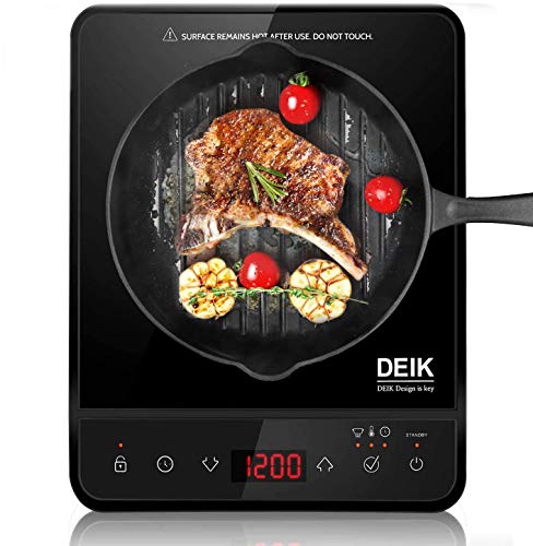 Deik placa inducción portatil multifunción con 2000W, controles táctiles, 10 niveles de temperatura de 60 °C a 240 °C, temporizador regulable, negro