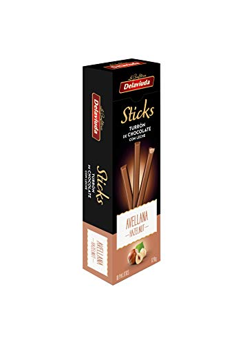 Delaviuda Sticks de Turrón de Chocolate con Leche Relleno de Praliné de Avellana - 120 g