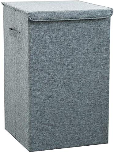 Delgeo Cesto para Ropa,Cestas de Lavandería de Gran Capacidad, Plegable de 64 L, Cesta de Almacenamiento Gris con Tapa y Asas, Aptas para Dormitorios, Lavadero, Baño (Gris,L)