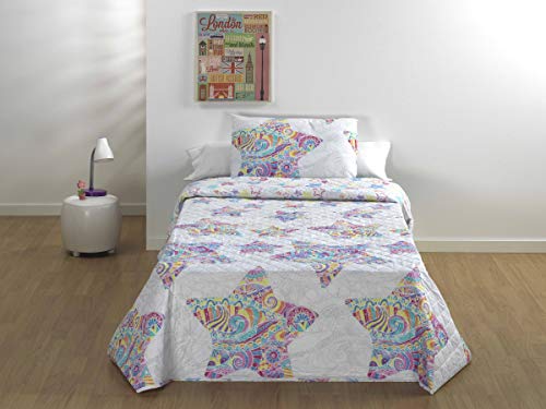 DHestia - Colcha Bouti Infantil para Niñas y Funda de Cojín con Estrellas Starlet Design (Cama 90/105) DHestia - Colcha Bouti Infantil para Niñas y Funda de Cojín con Estrellas Starlet Design (Cama 90/105)