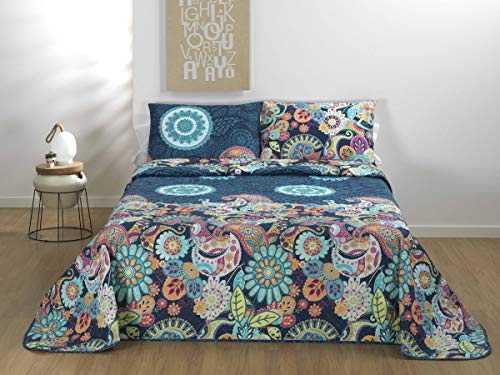 DHestia - Colcha Bouti Rombos Reversible con Estampado Elegante y Fundas de Cojín Nesso Design (Cama 135/150) DHestia - Colcha Bouti Rombos Reversible con Estampado Elegante y Fundas de Cojín Nesso Design (Cama 135/150)