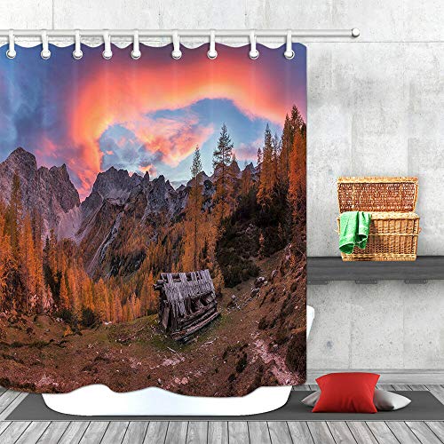 Dilapidada Chalet En Las Montañas Cortina De Ducha Baño Decoración Tela 12 Ganchos Dilapidada Chalet En Las Montañas Cortina De Ducha Baño Decoración Tela 12 Ganchos