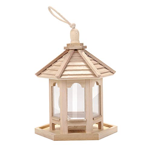 DIYARTS Alimentador de Pájaros Madera Maciza Tradicional Pagoda Techo Casa de Pájaros con Ventanas Transparentes para el Patio del Jardín Decoración de Mascotas Al Aire Libre DIYARTS Alimentador de Pájaros Madera Maciza Tradicional Pagoda Techo Casa de Pájaros con Ventanas Transparentes para el Patio del Jardín Decoración de Mascotas Al Aire Libre