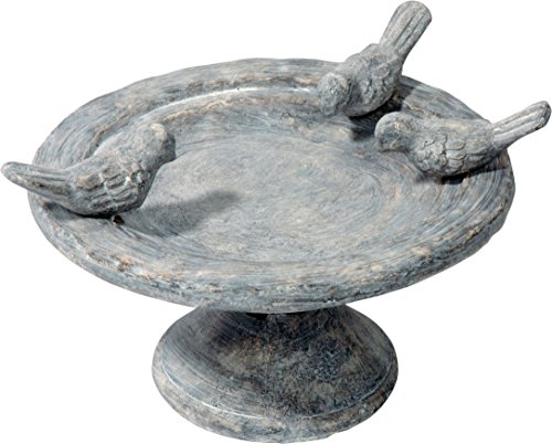 dobar 12976 - Bebedero para pájaros Redondo sobre Base con Tres pájaros Ornamentales, de cerámica para Aves Silvestres, Color Gris dobar 12976 - Bebedero para pájaros Redondo sobre Base con Tres pájaros Ornamentales, de cerámica para Aves Silvestres, Color Gris