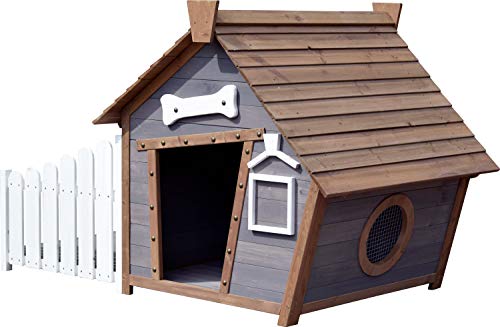 dobar 55016FSCe - Caseta para Perro con Techo Puntiagudo y Porche Lateral, Madera FSC, 146 x 90 x 96 cm, Color Gris dobar 55016FSCe - Caseta para Perro con Techo Puntiagudo y Porche Lateral, Madera FSC, 146 x 90 x 96 cm, Color Gris