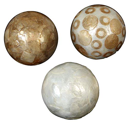 DONREGALOWEB Set de 3 Bolas de nácar de Diferentes Modelos en Tonos Blancos y tostados