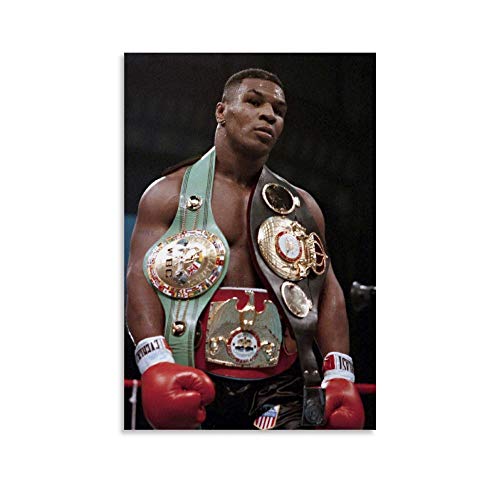 DRAGON VINES Mike Tyson - Lienzo impreso en lienzo, diseño de bóxer profesional de deportista, campeón, cinturón dorado, 30 x 45 cm