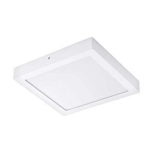EGLO Lámpara LED de techo Fueva 1, 1 foco, material: metal fundido, plástico, color: blanco, L: 30 x 30 cm, luz blanca cálida, IP44