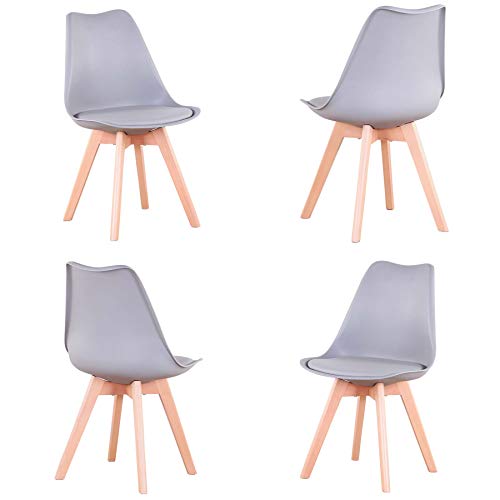 EGOONM Juego de 4 sillas, Silla de Comedor de Estilo nórdico, Apto para Comedor, salón y Cocina (Gris) EGOONM Juego de 4 sillas, Silla de Comedor de Estilo nórdico, Apto para Comedor, salón y Cocina (Gris)