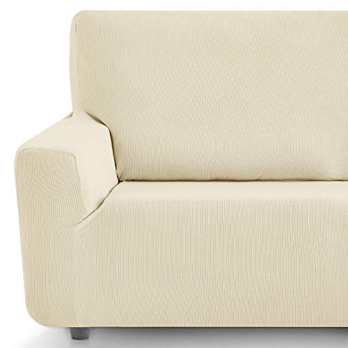 Eiffel Textile Funda Sofa Elastica Protector Adaptable Rústica Sofá, 94% Poliéster, Marfil, 3 Plazas (180-240 cm)