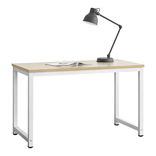 [en.casa] Mesa Escritorio Herning Escritorio de Ordenador PC 75 x 120 x 60 cm Mesa de Oficina Mesa para Jóvenes para Estudiar Blanco y Color Roble