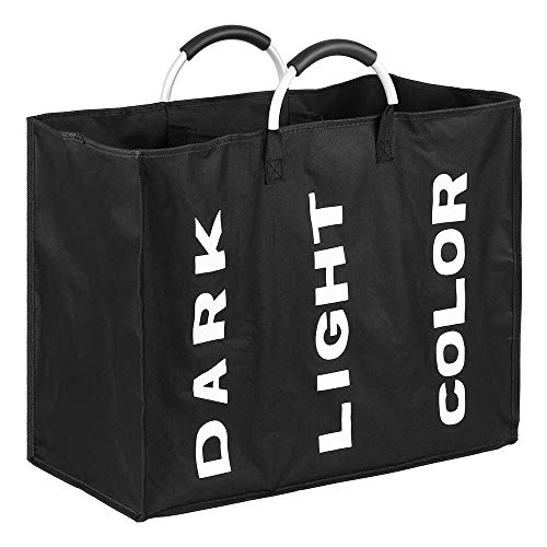 esonmus Bolsas Cestos para la Colada de 3 Secciones, Cesto para Ropa Sucia Plegable Tela de Lavandería Clasificador de Ropa, Bolsa de Almacenamiento Multifunción Portátil con Mango de Aleación - Negro esonmus Bolsas Cestos para la Colada de 3 Secciones, Cesto para Ropa Sucia Plegable Tela de Lavandería Clasificador de Ropa, Bolsa de Almacenamiento Multifunción Portátil con Mango de Aleación - Negro