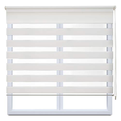 Estor Enrollable Doble Tejido Noche y Día Persiana Enrollable para Ventanas Puertas Dormitorios Oficinas, Blanco, 140 x 180 cm Estor Enrollable Doble Tejido Noche y Día Persiana Enrollable para Ventanas Puertas Dormitorios Oficinas, Blanco, 140 x 180 cm