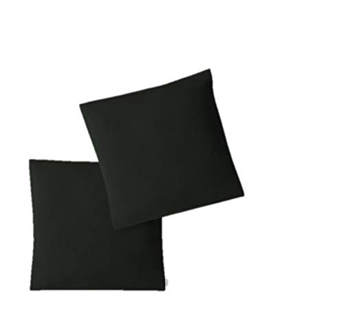 EXKLUSIV HEIMTEXTIL Fundas de Almohada de Jersey 2 Pack económico Conjunto con Cremallera 40 x 40 cm Negro