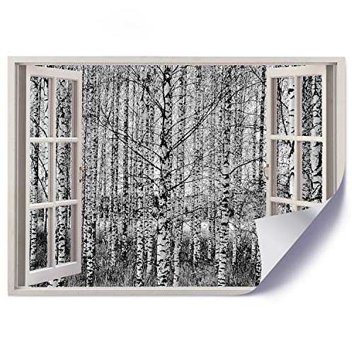 Feeby Póster Cartel Foto árboles Arte de la Pared con 3D Efecto Blanco 90x60 cm