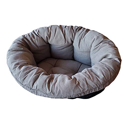 Ferplast Cojín para Cama de Perros y Gatos SOFÀ Cushion 4 Funda Acolchada para Cama de Animales Tipo Cesta de plástico, Algodón Lavable, Regulable con cordón elástico, 64 x 48 x h 25 cm Gris