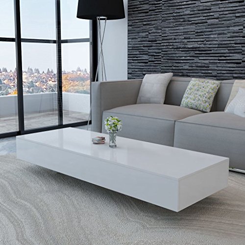 Fesjoy Mesa de café Blanca Mesa de sofá de Alto Brillo para Muebles de Oficina en casa, 115 x 55 x 31 cm Fesjoy Mesa de café Blanca Mesa de sofá de Alto Brillo para Muebles de Oficina en casa, 115 x 55 x 31 cm