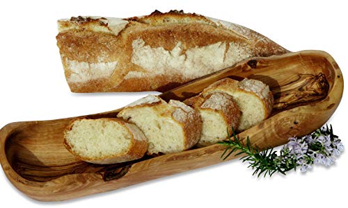 Figura Santa Cesta de Pan de Madera de Olivo Baguette. Diseñado Especialmente para Baguette. 33-36 cm. ¡Calidad Original