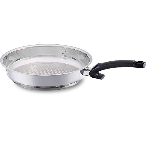 Fissler crispy steelux comfort / Sartén de acero inoxidable (Ø 28 cm) Sartén sin revestimiento, fritura baja en grasa - todos los tipos de estufas también de inducción