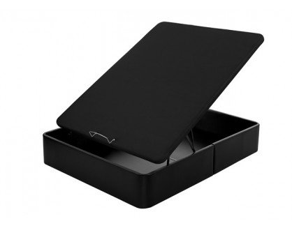 Flex - Canapé Abatible Gran Capacidad Tapizado Polipiel Tapa 3D - 150X190, Color Negro