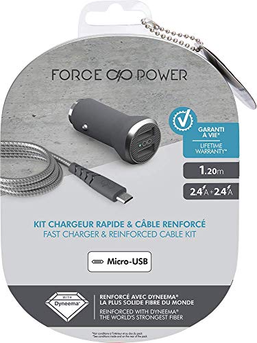 Force Power CAC Fast&Smart 2 USB A 4.8A Gris + CBL Mic 1M2 Gris