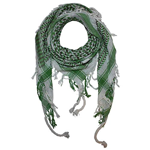 Freak Scene Kufiya - Keffiyeh - blanco - verde-verde oliva - verde - 100x100 cm - Pañuelo palestino de Arafat - PLO Pali chal - 100% algodón
