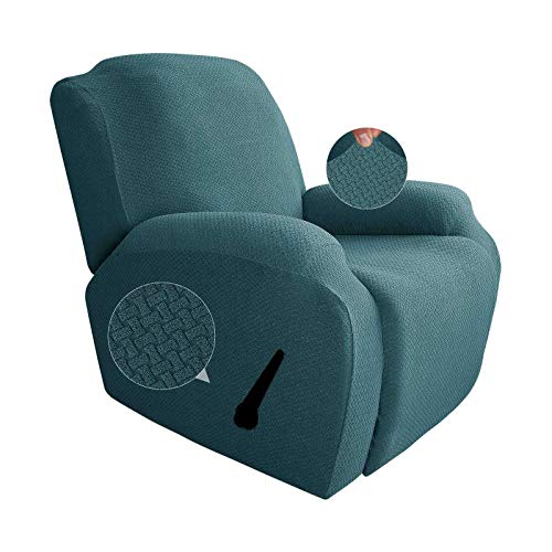 Funda Reclinable Elástica Elástica Funda Reclinable para, Relax Jacquard 1 Plazas Funda De Sofá Funda De Sillón Antideslizante Cubierta Reclinable para Sillas Reclinables Sillón-Azul eléctrico