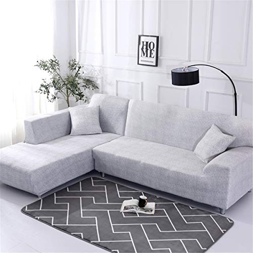 Funda Sofá Chaise Longue de 3 plazas Estiramiento, Morbuy Mármol Impresión Universal Cubierta de Sofá Cubre Sofá Funda Furniture Protector Antideslizante Sofa Couch Cover (3 plazas,Gris Blanco)