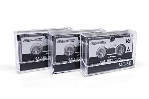 GALLUNOPTIMAL MC60 - Microcasete para dictáfono, 3 unidades, caja para grabadora de voz, microcassette y casete de audio