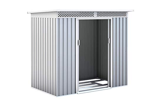 GARDIUN KIS12134 - Caseta Metálica Kingston 3 m² Exterior 142x213x184 cm Acero Galvanizado Silver/Blanco
