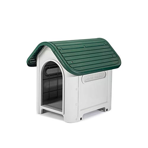 GARDIUN KZT1005 - Caseta de Perro Kira Resina 75 x 59 x 66 cm, Beige/Verde GARDIUN KZT1005 - Caseta de Perro Kira Resina 75 x 59 x 66 cm, Beige/Verde