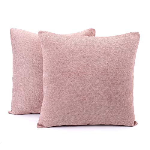 Generic Juego de 2 fundas de almohada de chenilla rústica para casa rural, funda de cojín decorativa de 18 x 18 pulgadas, color rosa y morado