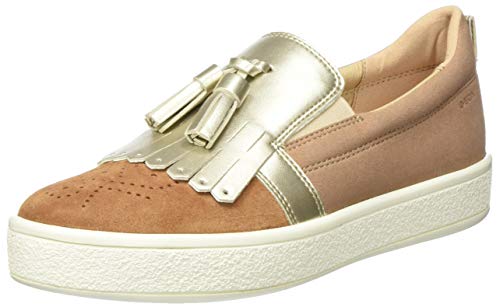 Geox D LEELU' C, Zapatillas sin Cordones Niñas, Beige (Dk Skin/Cognac C5q6n), 35 EU