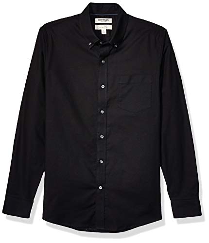 Goodthreads Slim-fit Long-Sleeve Stretch Oxford Shirt (All Hours) Camisa abotonada, Negro, M