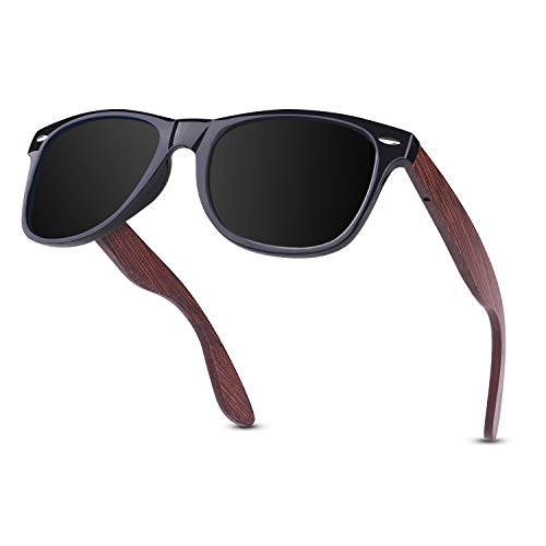 GQUEEN Gafas de sol Polarizadas Rectangulares Clásicas de Madera Para Hombres y Mujeres con Protección UV MOS08