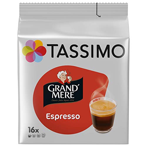 Grandmere - Cápsulas de café espresso para Tassimo, tamaño de taza de chupito (5 unidades, 80 discos en total)