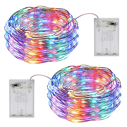 Guirnalda Luces Pilas, OMERIL Luces Navidad Colores 12M 120LED [2 Pack], Luces LED Pilas y Luces Decorativas para Decoración Navidad, Halloween, Habitación, Árbol, Exterior, Jardín, Casas, Boda