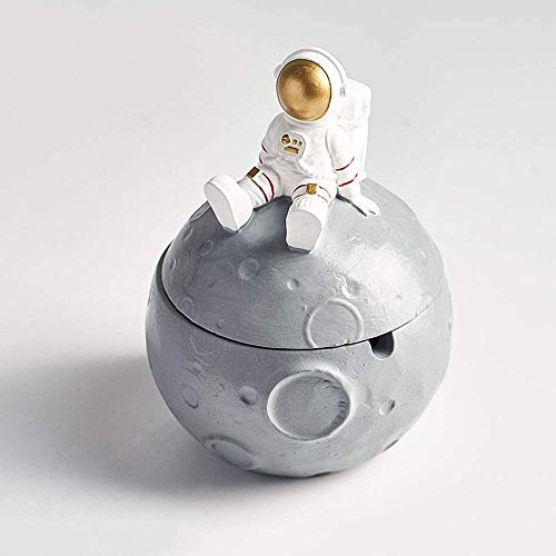 GWZZ Cemento Ashtray Forma de Luna Diseño Original Casa Sala de Estar Astronauta Cenicero,Grey