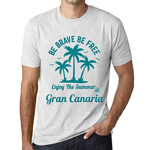 Hombre Camiseta Gráfico T-Shirt Be Brave & Free Enjoy The Summer Gran Canaria Blanco Moteado