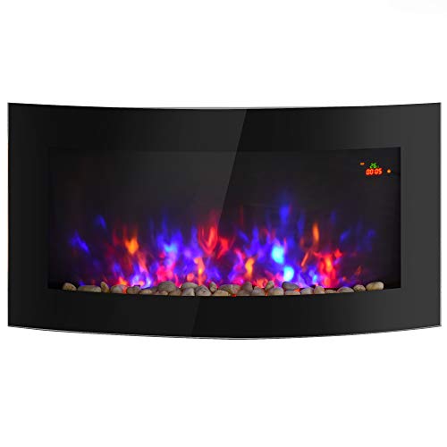 HOMCOM Chimenea Eléctrica de Pared Estufa Eléctrica Calentador de Fuego 900/1800W con Mando a Distancia Termostato Llama LED 7 Colores HOMCOM Chimenea Eléctrica de Pared Estufa Eléctrica Calentador de Fuego 900/1800W con Mando a Distancia Termostato Llama LED 7 Colores