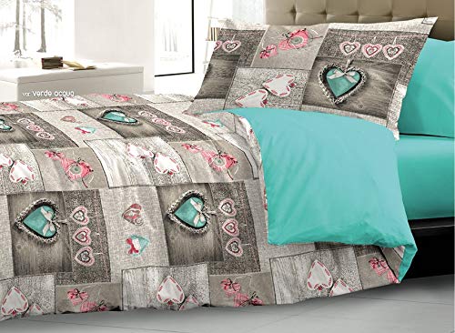 HomeLife Edredón nórdico 150 cm Fabricado en Italia – Edredón Reversible para otoño e Invierno – Edredón hipoalergénico, cálido y Acolchado – Colcha Estampada Shabby Chic, Beige – 250 x 250 cm