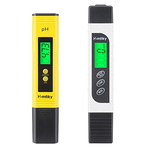 Homtiky Medidor pH, Medidor TDS Temperatura EC 4 en 1 Digital, Probador de la Calidad del Agua con Rango de Medida de 0-14 pH, 0-9999ppm Calibración Automática