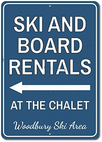 HONGXIN Ski & Board Rentals at Chalet Arrow - Letrero de metal vintage para decoración de casa, bar, pub, garaje, banda, cerveza, huevos, café, supermercado, granja, jardín, dormitorio