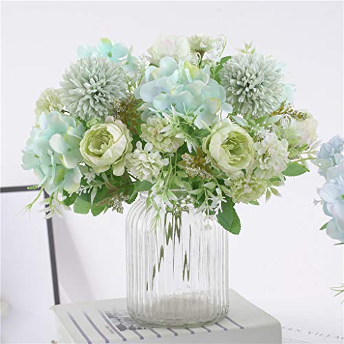 HZAMING - Flores artificiales, peonías falsa, hortensias, claveles, de seda, de plástico, decoraciones, arreglos de flores realistas, decoración de bodas, centros de mesa, 2 paquetes