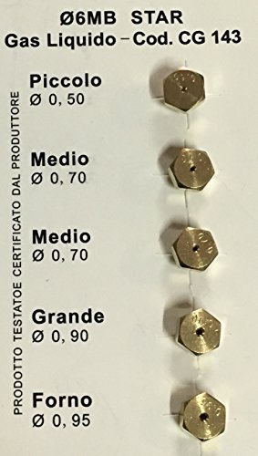 Inyectores de GLP universales (6 mm de diámetro, 6Mb, tipo cilindro de gas LPG, grande, 2 medianos, pequeño, horno) Inyectores de GLP universales (6 mm de diámetro, 6Mb, tipo cilindro de gas LPG, grande, 2 medianos, pequeño, horno)