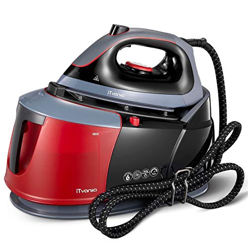 iTvanila Centro de Planchado a Vapor, 7 Bares Estación de Vapor con Suela de cerámica, Limpieza automática, 170g/min Vapor Continuo, 2400W Estación de Vapor de Alta Potencia con Doble Calentamiento iTvanila Centro de Planchado a Vapor, 7 Bares Estación de Vapor con Suela de cerámica, Limpieza automática, 170g/min Vapor Continuo, 2400W Estación de Vapor de Alta Potencia con Doble Calentamiento