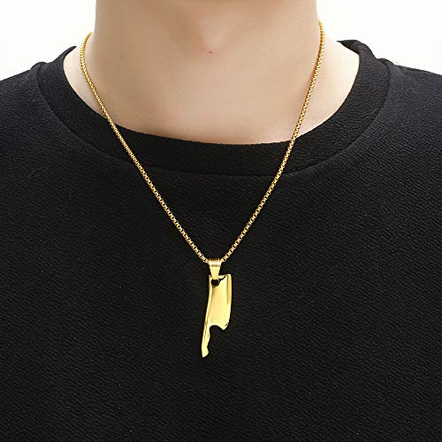 JJZCSXH Colgantes de Cocina Collar para Hombre Punk Style Acero Inoxidable Cool Men Jewelry Gift Collares Plata Oro Color,Gold